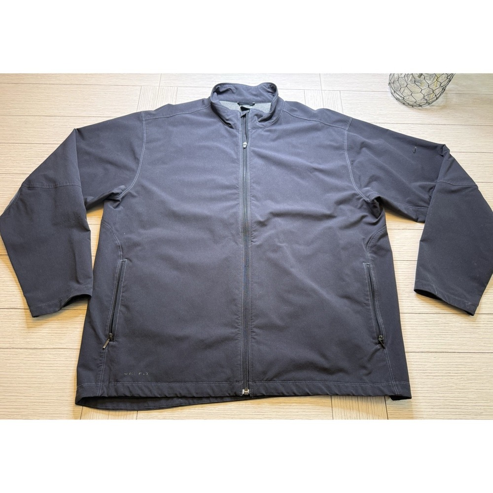 Nike Men Dri Fit Softshell Full‎ Zip Jacket XXL Black Gray Outdoor Weatherproof